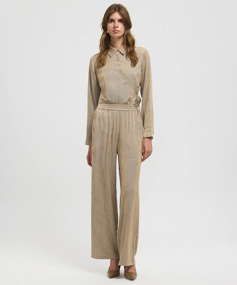 ابيكول Textured Wide-Leg Trousers